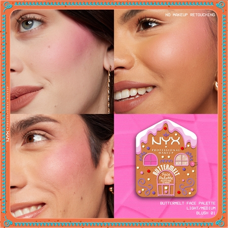 NYX Professional Makeup Gingerbaddie Land Buttermelt παλέτα highlighters και ρουζ