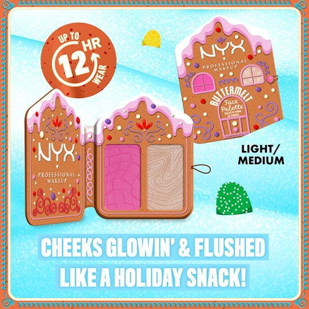 NYX Professional Makeup Gingerbaddie Land Buttermelt παλέτα highlighters και ρουζ