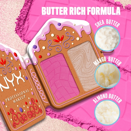 NYX Professional Makeup Gingerbaddie Land Buttermelt παλέτα highlighters και ρουζ