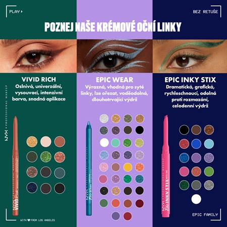 NYX Professional Makeup Epic Inky Stix gelové oční linky