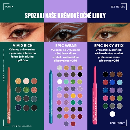 NYX Professional Makeup Epic Inky Stix gélové očné linky