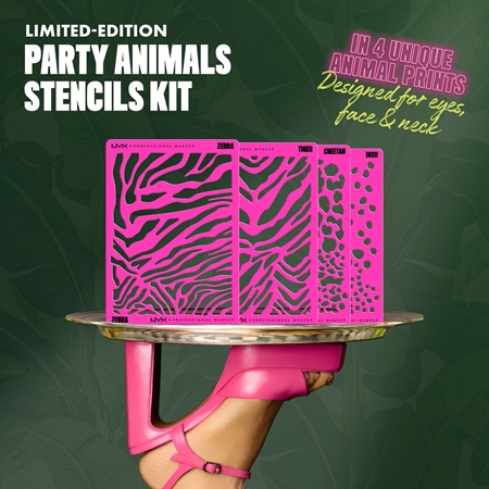 NYX Professional Makeup Party Animals Stencils Kit Stencil per corpo e viso