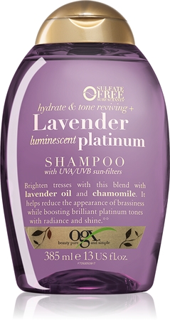 OGX Lavender Platinum tónovací šampon pro studené odstíny blond