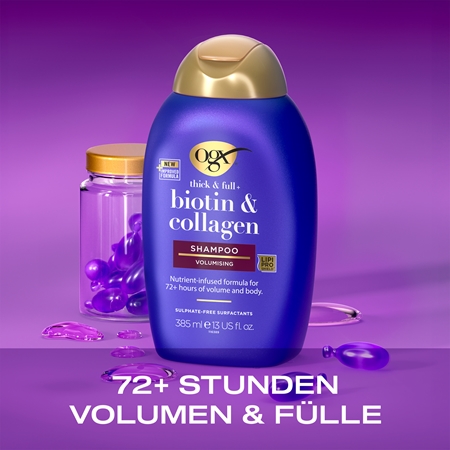 OGX Biotin & Collagen Shampoo für größere Haardichte für mehr Haarvolumen