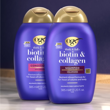 OGX Biotin & Collagen Shampoo für größere Haardichte für mehr Haarvolumen