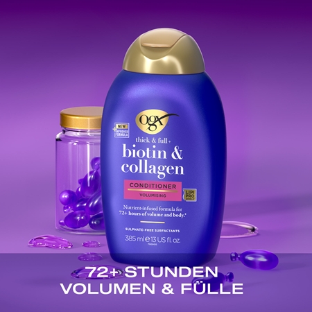 OGX Biotin & Collagen Schaum für größere Haardichte bei sehr empfindlichen und schütter werdenden Haaren für mehr Haarvolumen