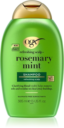 OGX Rosemary Mint valomasis šampūnas riebiai galvos odai