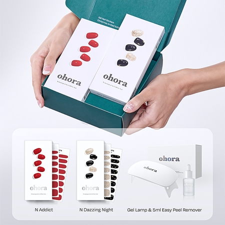 ohora Semi Cured Gel Nail Strips Christmas Set świąteczny zestaw prezentowy do paznokci