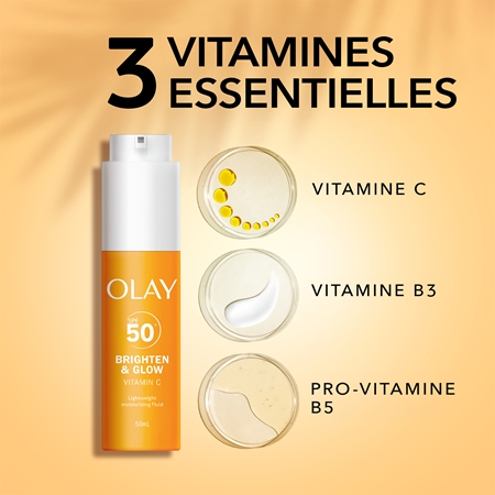 Olay Vitamin C Brighten & Glow fluide hydratant à la niacinamide