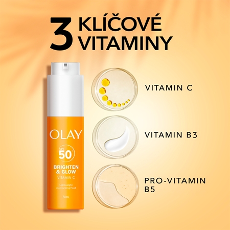 Olay Vitamin C Brighten & Glow hydratačný fluid s niacínamidom