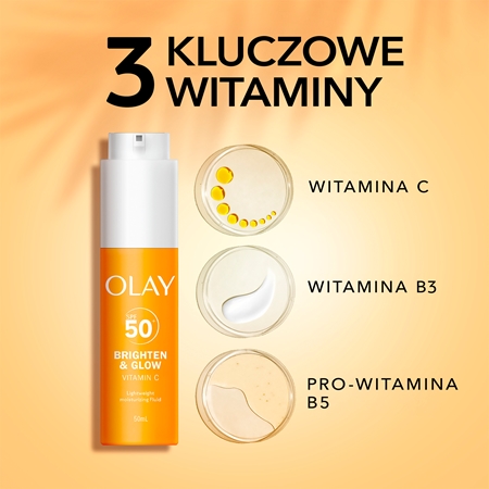 Olay Vitamin C Brighten & Glow fluid nawilżający z niacynamidem