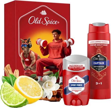 Old Spice Sport Power & Captain Gym Set Gavesæt