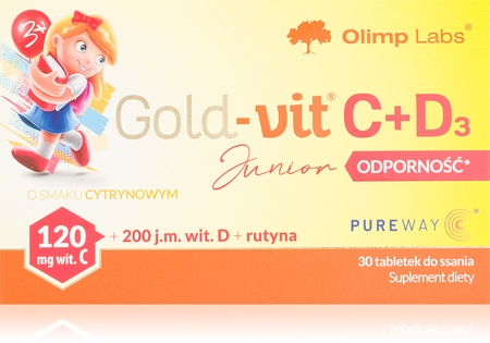 Olimp Gold-Vit® C+D3 Junior Odporność tabletki do ssania na wsparcie odporności oraz optymalnego wzrostu i rozwoju kości