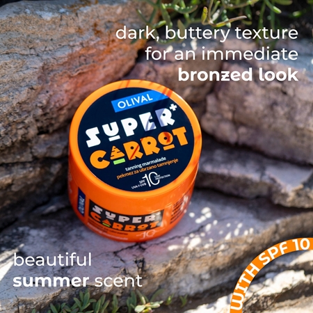 Olival SUPER Carrot Tanning Jam Iedeguma paātrinātājs sejai un ķermenim SPF 10
