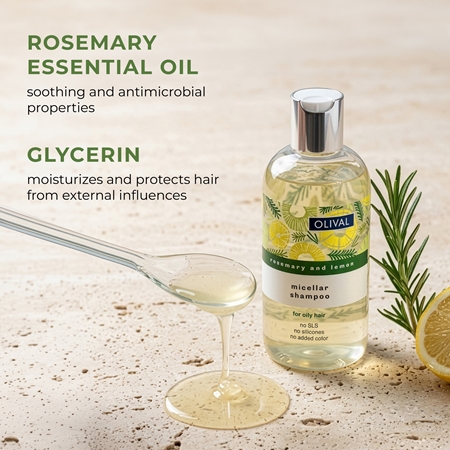Olival Micellar Rosemary and Lemon Micelārais šampūns taukainiem matiem