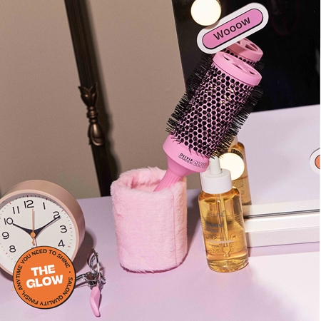 Olivia Garden Club The Glow Blowout Ceramic Round Brush Pink Round Hair Brush