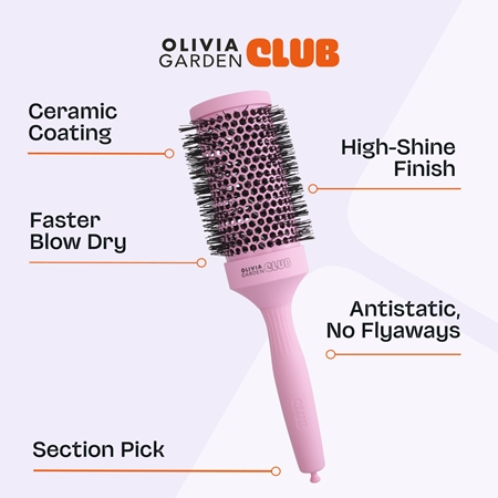 Olivia Garden Club The Glow Blowout Ceramic Round Brush Pink Round Hair Brush