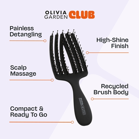 Olivia Garden Club The Nomad Detangling&Shine Fingerbrush brosse plate pour cheveux