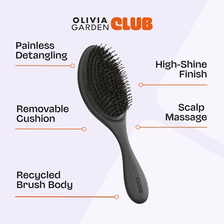 Olivia Garden Club The Reset Detangling&Shine Hairbrush Flat Brush with bag