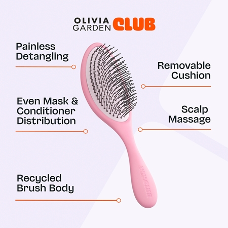 Olivia Garden Club The Reset Wet&Curly Detangling Hairbrush Flad børste Med taske