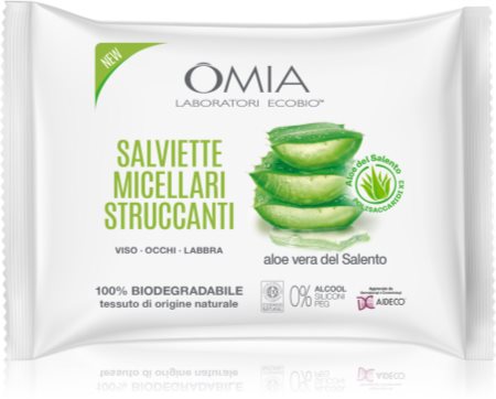 Omia Laboratories Aloe Vera del Salento toalhitas desmaquilhantes
