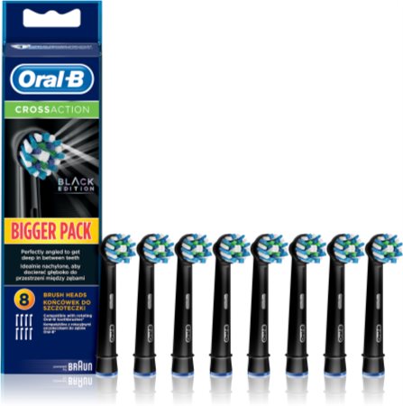 Oral B Cross Action EB 50 Black cabeças de reposição para escova de dentes 8 pçs