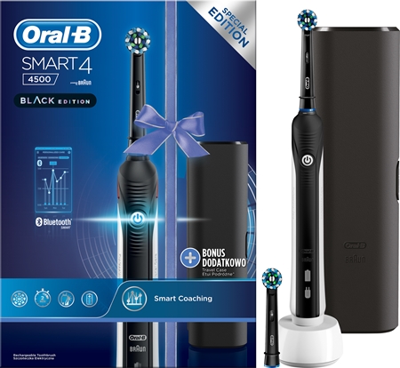 Oral B Smart 4 4500 Black Edition elektrický zubní kartáček + pouzdro