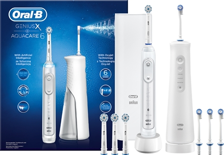 Oral B GeniusX + Aquacare 6 Ensemble de soins dentaires