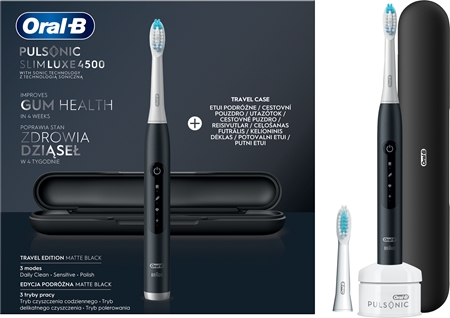 Oral B Pulsonic Slim Luxe 4500 Matte Black Zahnbürste mit Schalltechnologie