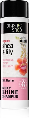 Organic Shop Organic Shea & Lily champô hidratante para cabelo brilhante e macio