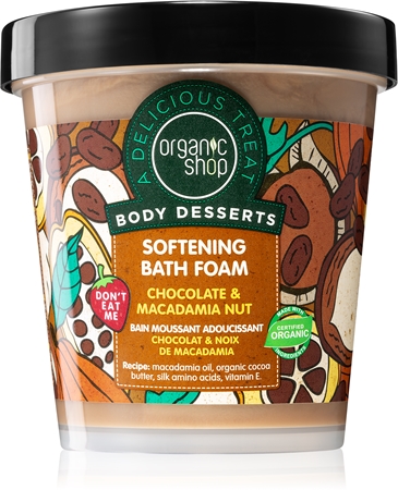 Organic Shop Body Desserts Chocolate & Macademia Nut zjemňující pěna do koupele