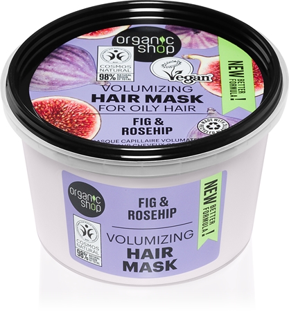 Organic Shop Organic Fig & Rosehip intensyvaus poveikio kaukė plaukų blizgesiui ir švelnumui užtikrinti