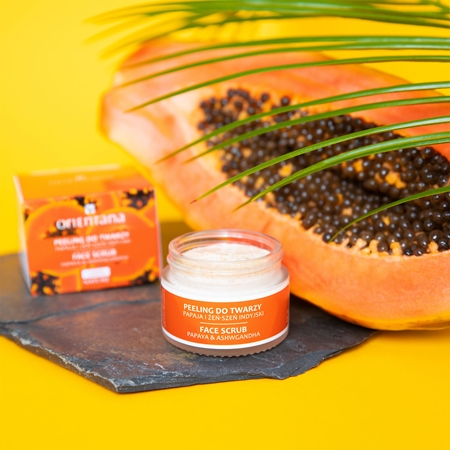 Orientana Papaya & Ashwagandha Face Scrub drėkinamoji veido kaukė