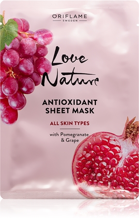 Oriflame Love Nature Pomegranate & Grape Moisturising face sheet mask
