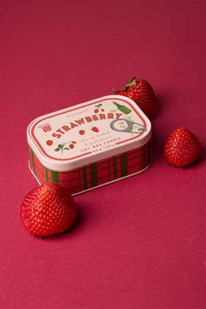 Paddywax Bistro Tin Strawberry scented candle in a tin