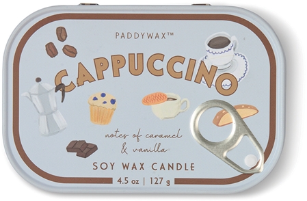 Paddywax Bistro Tin Cappuccino Duftkerze in blechverpackung