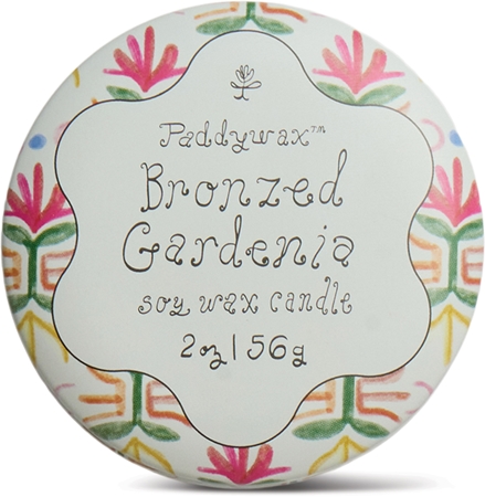 Paddywax Tulip Bronzed Gardenia scented candle with cap