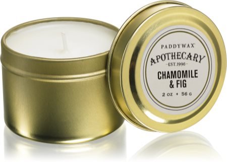 Paddywax Apothecary Chamomile & Fig scented candle in a tin