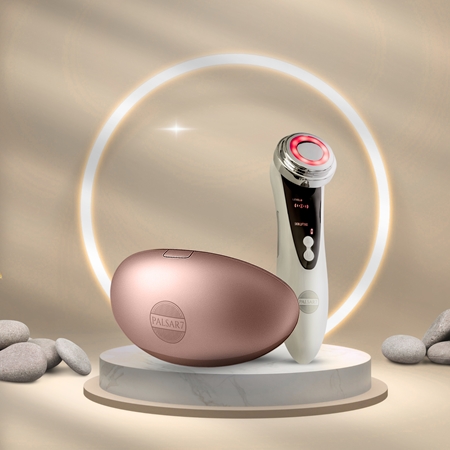PALSAR7 Exclusive Set LED Lip Mask & Galvanic Iron set at a reduced price Rose Gold