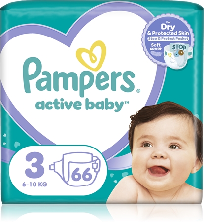 Pampers Active Baby Size 3 fraldas descartáveis