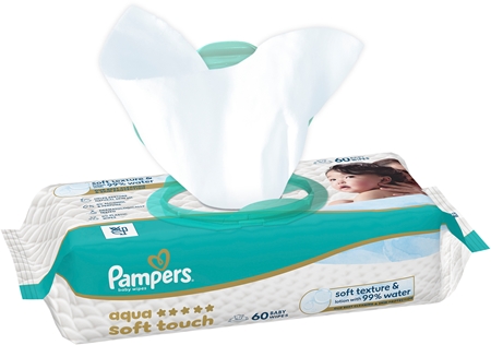 Pampers Aqua Soft Touch Wet Cleansing Wipes for children