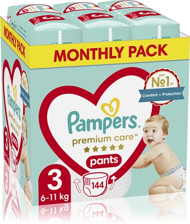 Pampers Premium Care Pants Monthly Pack Size 3 plenkové kalhotky