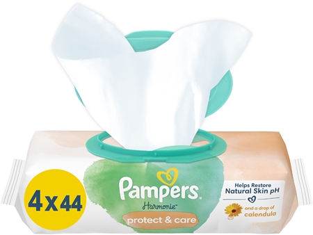 Pampers Harmonie Protect&Care вологі очищуючі серветки для дітей з календулою лікарською