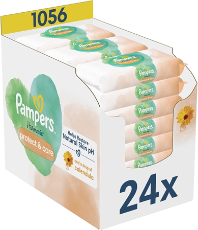 Pampers Harmonie Protect&Care вологі очищуючі серветки для дітей з календулою лікарською