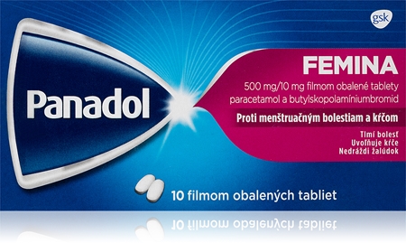 Panadol Panadol Femina 500mg/10mg filmom obalené tablety pre pokojnú menštruáciu