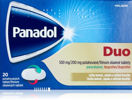 Panadol Panadol Duo 500mg/200mg potahované tablety ke snížení horečky a tlumení bolesti