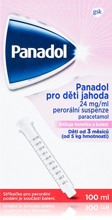 Panadol Panadol pro děti jahoda 24 mg/ml perorální suspenze ke snížení horečky a tlumení bolesti