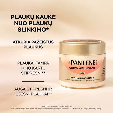 Pantene Pro-V Grow Abundant plaukų kaukė nuo plaukų slinkimo