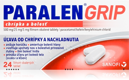 Paralen Grip 500mg/25mg/5mg filmom obalené tablety pri chrípke a prechladnutí
