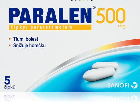 Paralen 500 mg čípky proti bolesti různého původu, na snížení horečky a léčbu zánětu